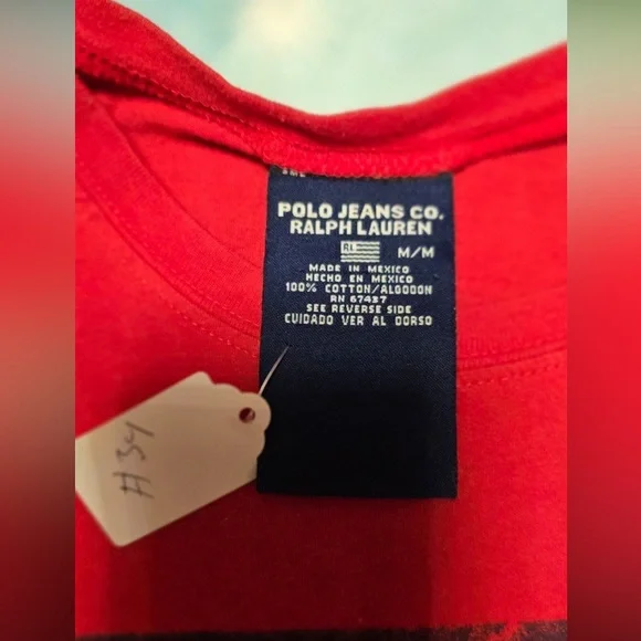 Vintage Y2K Polo Jeans Co Ralph Lauren Red Graphic Tee M - Picture 4 of 5